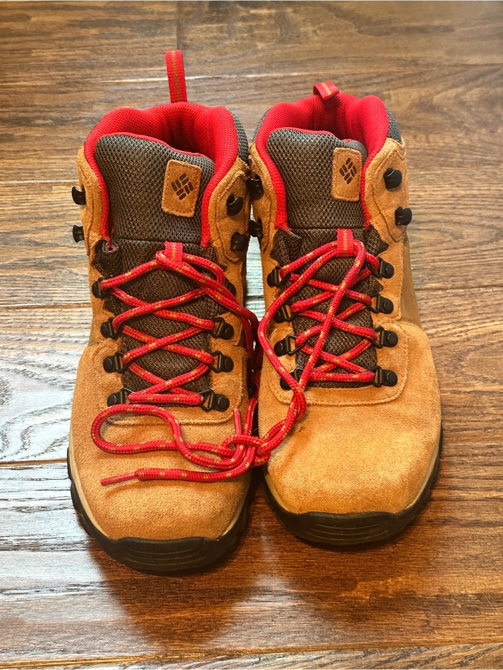 Columbia Brown Suede Hiking Boots with Red Accents